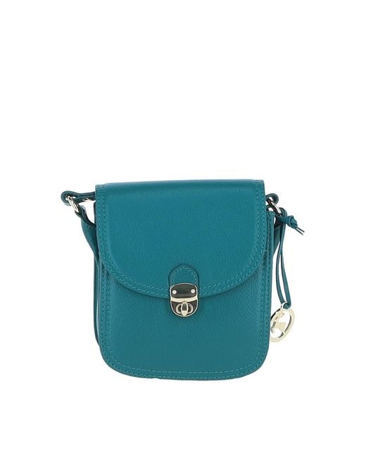 Ashwood Leather Blue Elegant Crossbody Bag With Twist Lock