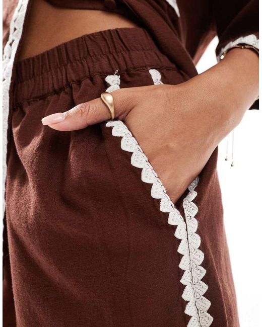 Vero Moda Red Relaxed Fit Shorts Co-ord With Contrast Stitching