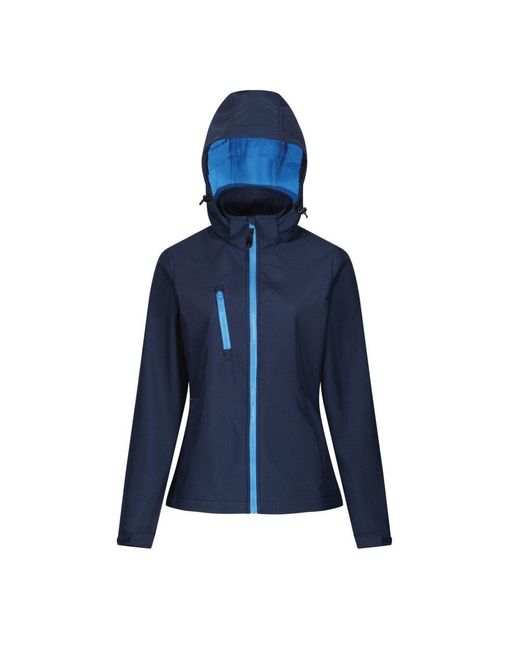 Regatta Blue Ladies Venturer Hooded Soft Shell Jacket /French)