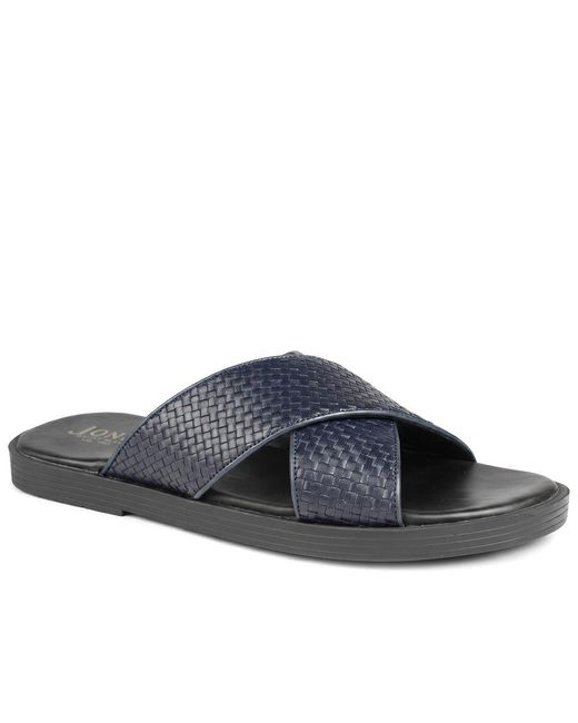 Jones Bootmaker Blue Westport Leather Mule Sliders for men