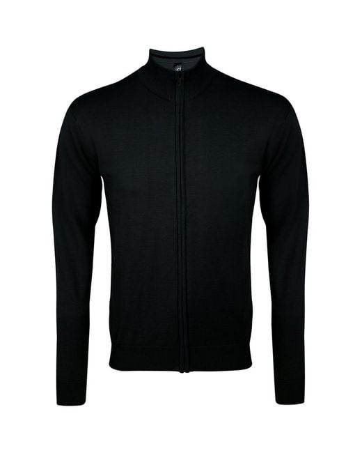 Sol's Black Gordon Full Zip Cardigan for men