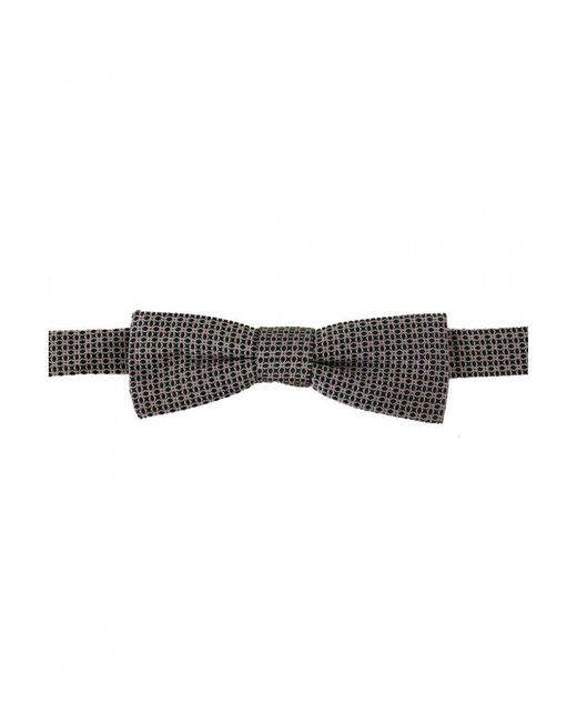 Dolce & Gabbana Gray Flower Pattern Silk Neck Papillon Tie for men