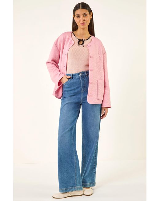 Roman Blue Patterned Pocket Edge Jacket