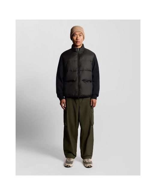 Lyle & Scott Black And Neck Hybrid Zip Through Jumper for men
