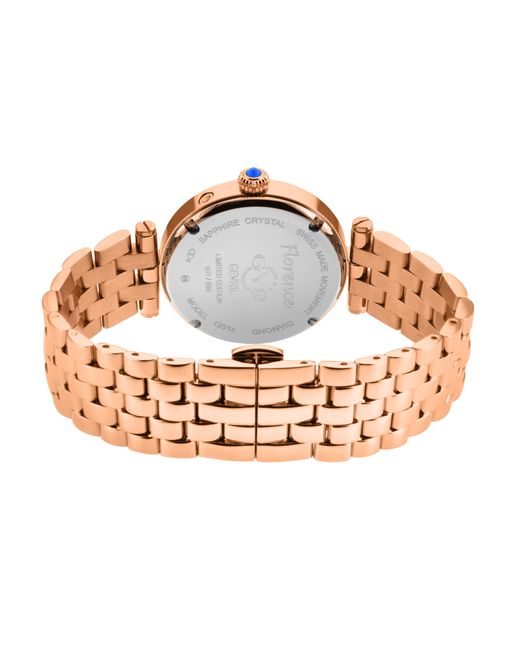 Gv2 Gray Florence Mother Of Pearl Dial Diamond Cut Ring On Ip Bracelet Watch