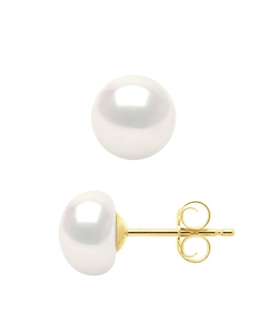 Ateliers Saint Germain White Earrings Real Cultured Freshwater Pearls Button 7-8 Mm