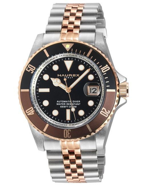 Haurex Italy Gray Eterno Bezel Dial Two Toned Stainless Steel Bracelet Watch for men