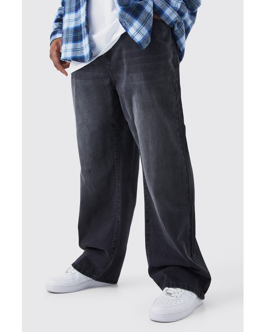 BoohooMAN Blue Plus Relaxed Rigid Jeans for men
