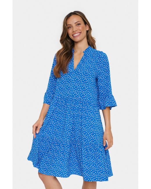 Saint Tropez Jurk Casual Fit Blue