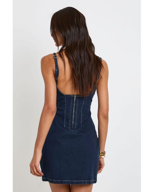 Boohoo Blue Tall Strappy Denim Mini Dress