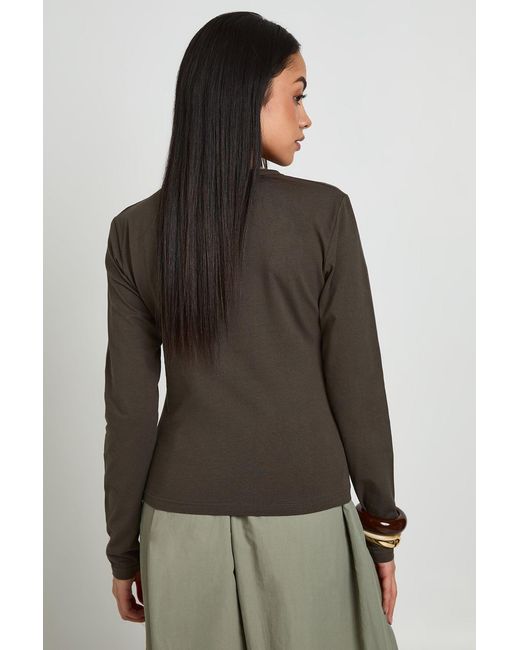 Boohoo Gray Basic Long Sleeve Fitted Longline Top