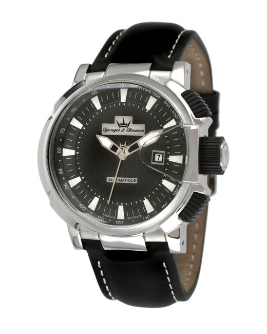 Yonger Black Dial Band Watch Leather for men