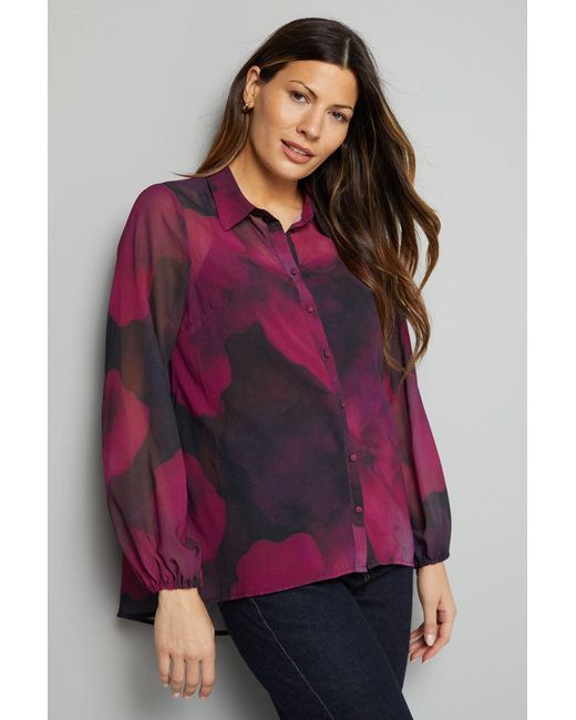 Wallis Purple Printed High Low Hem Longline Shirt