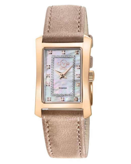 Gv2 Brown Luino Diamond Mop Dial, Swiss Quartz Genuine Italian Leather Tan Watch