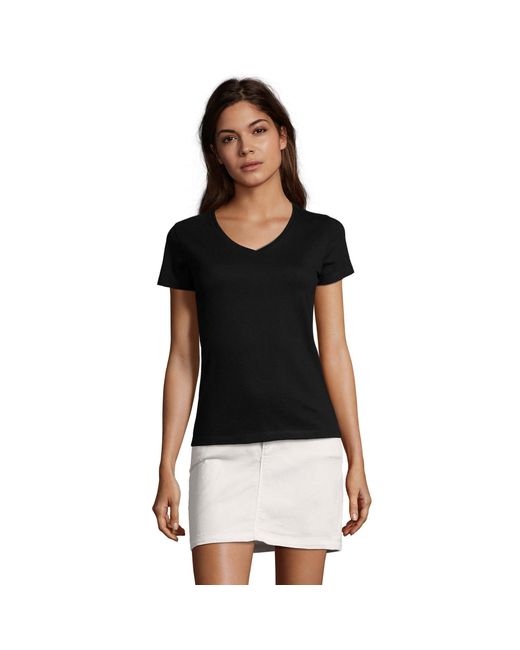 Sol's Black Ladies Imperial V Neck T-Shirt (Deep)