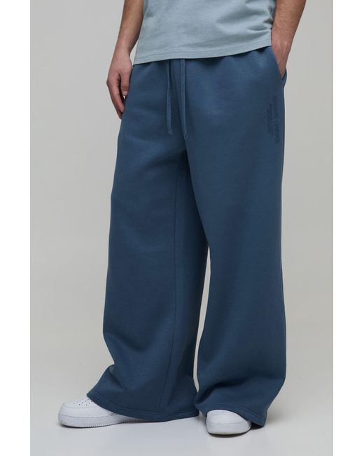 BoohooMAN Blue Extreme Wide Leg High Build Printed Jogger for men
