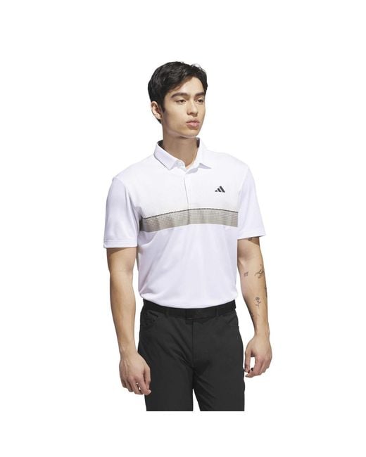 Adidas White Performance Allover Print Polo Shirt for men