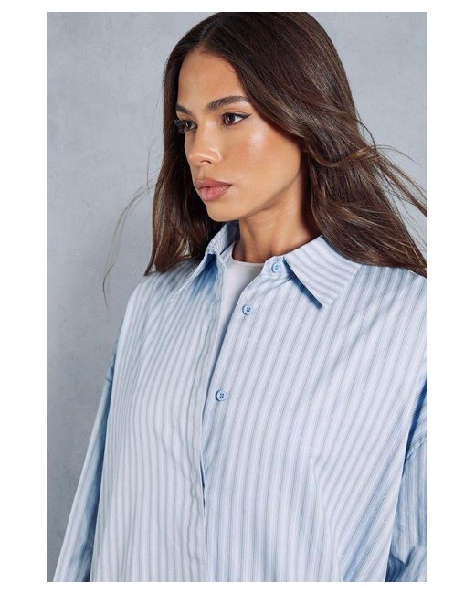 MissPap Blue Pinstripe Oversized Shirt