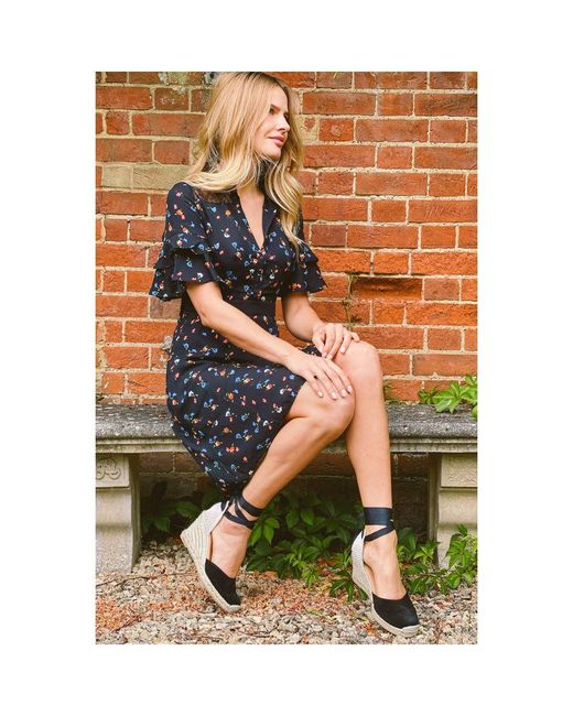 Sosandar Green Ditsy Floral Lace Detail Dress