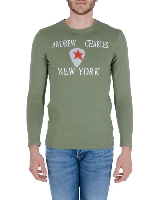 Andrew Charles by Andy Hilfiger Green T-Shirt Ls Selma S14 Cotton for men