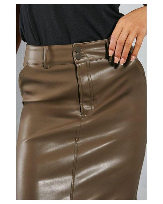MissPap Green Leather Look Column Maxi Skirt