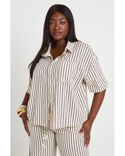 Boohoo Multicolor Plus Stripe Oversized Shirt