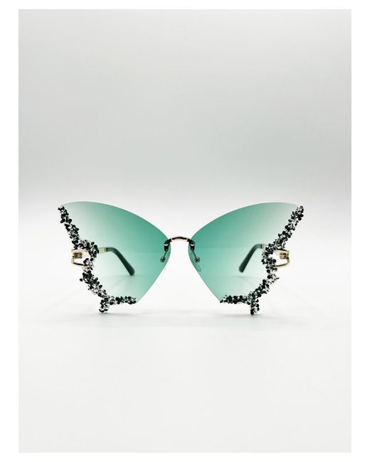SVNX Blue Butterfly Lens With Crystal Detail