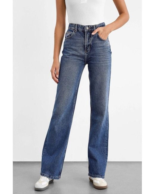 Hiccup Blue High Waist Straight Leg Jeans
