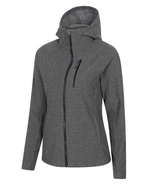 Mountain Warehouse Gray 'Grid' Hooded Midlayer Jacket Breathable Active Outdoor Full Zip Top Fabric