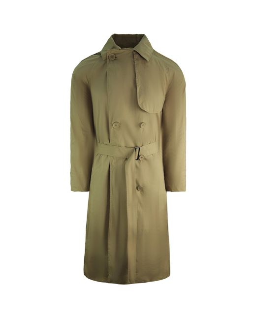 Lacoste Green Cotton Belt Trench Long Coat