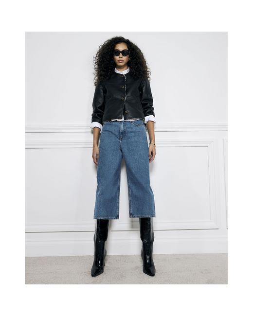 River Island Blue Denim High Waisted Jeans Culottes