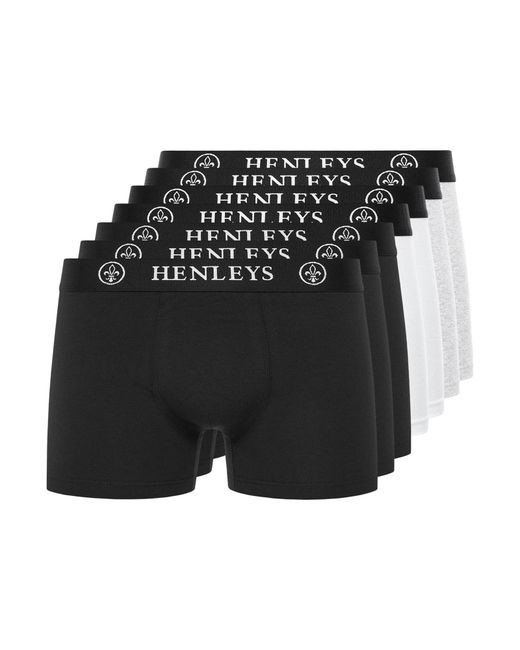 Henleys Black Century Boxers 7Pk for men