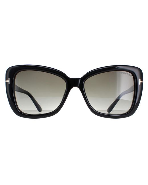 Tom Ford Maeve Ft1008 01B Glanzend Smoke Gradient Zonnebril in het Black