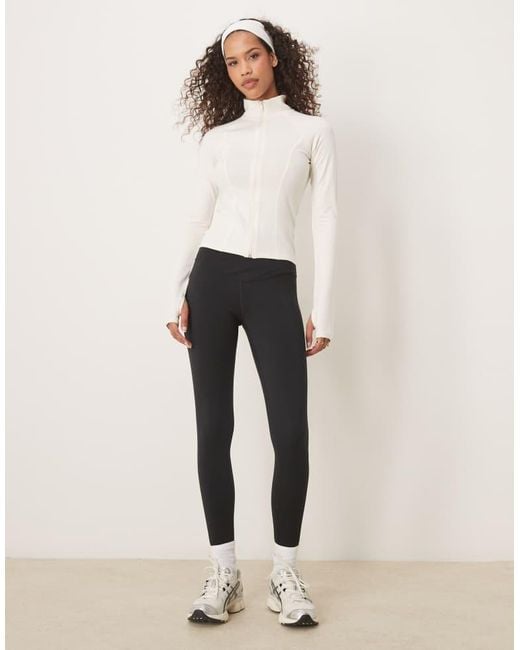Gina Tricot White Soft Touch Sports Seamless Zip Up Jacket