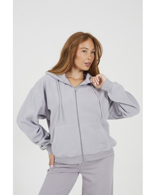 Brave Soul Gray Zip Through Polar Fleece Hoodie