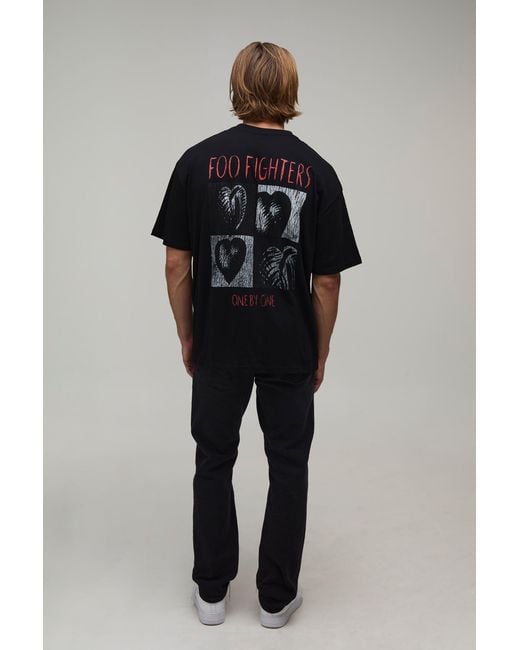 BoohooMAN Black Oversized Foo Fighters Heart License Print T-Shirt for men