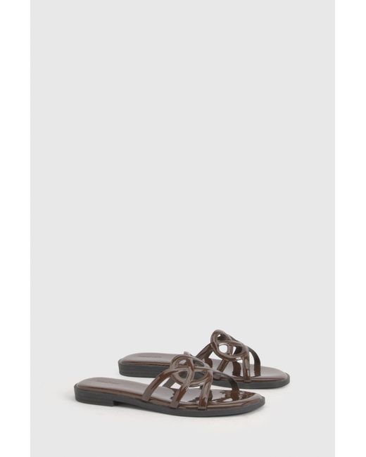Boohoo Brown Cut Out Flat Sliders
