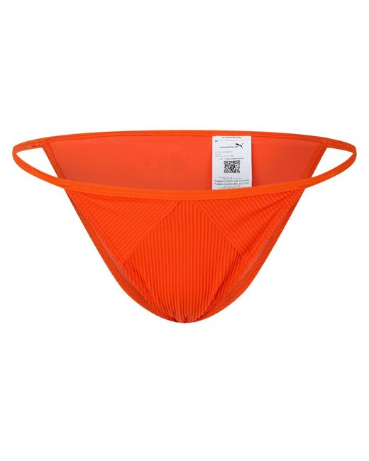 PUMA Orange Ribbed Tanga Bikini Bottom