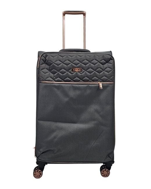 Infinity Leather Gray Cabin Suitcases 4 Wheel Luggage Travel Lightweight Bags