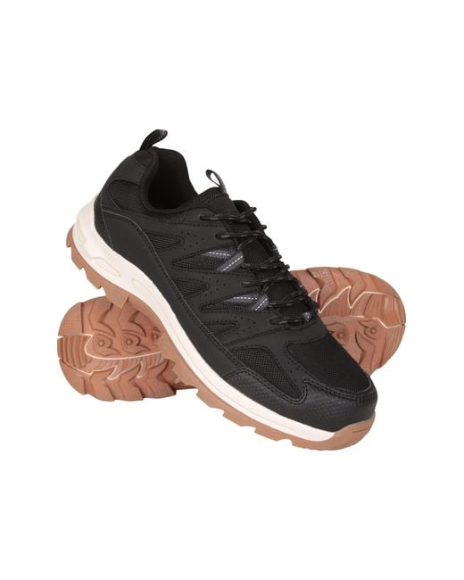 Mountain Warehouse Black 'Highline Ii' Walking Shoes Breathable Eva Cushioned Suede Mesh Upper for men