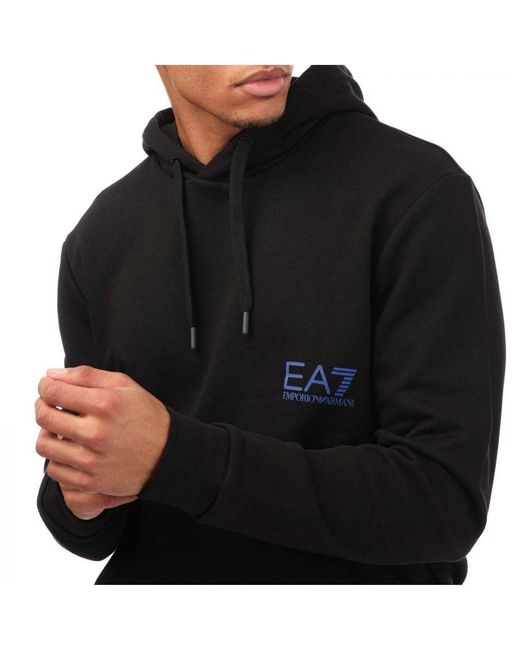 EA7 Emporio Armani Logo Series Back Print Katoenen Hoody In Zwart in het Black voor heren