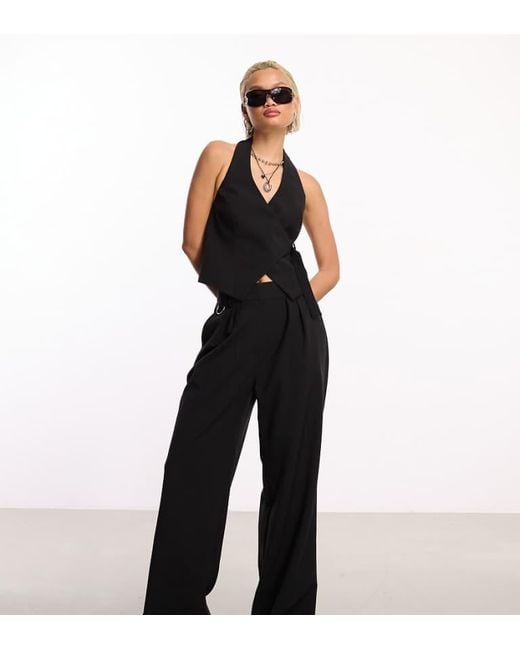 Collusion Black Tailored Wide Leg Trousers Co-Ord With Elasticated Waistband