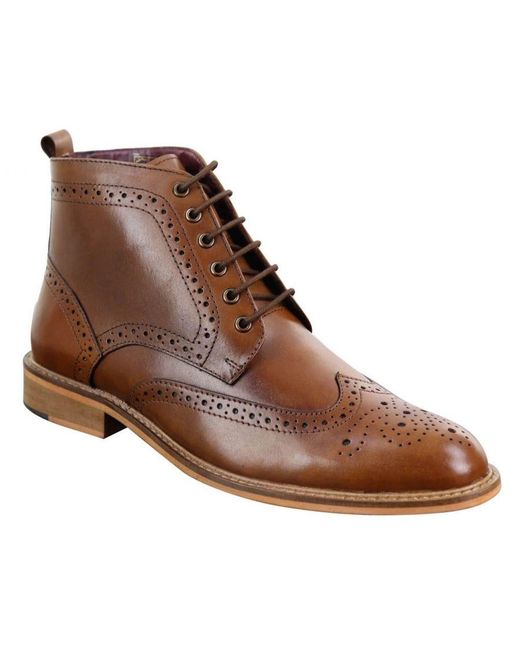 House Of Cavani Brown Classic Oxford Brogue Ankle Boots for men