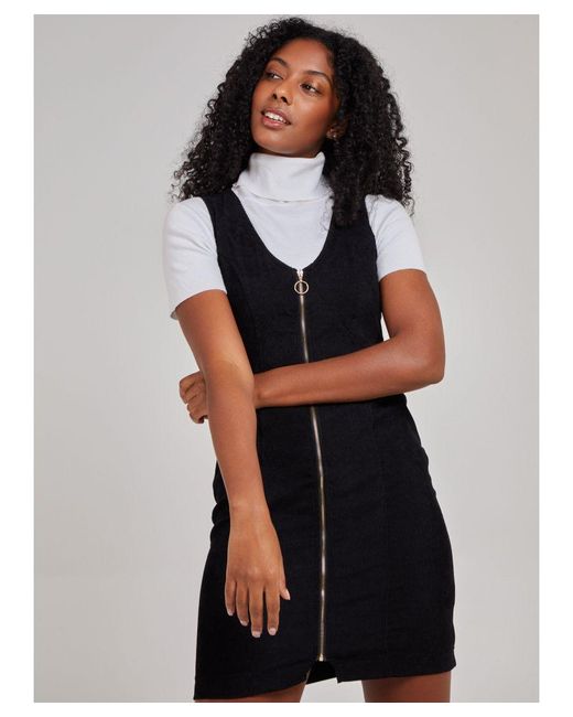 Pink Vanilla Black Zip Through Corduroy Dress