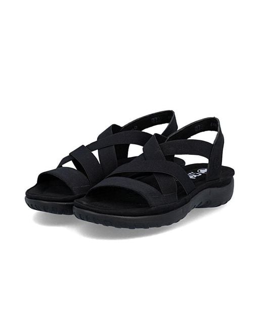 Rieker Black Franja Comfort Sandals