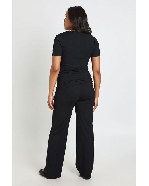 Boohoo Blue Maternity Soft Knit Button Cardigan & Wide Leg Trouser