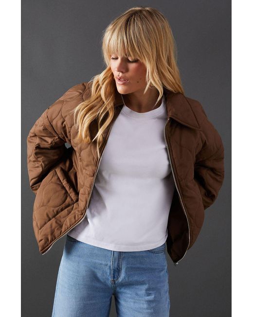 Warehouse Brown Onion Quilted Jacket