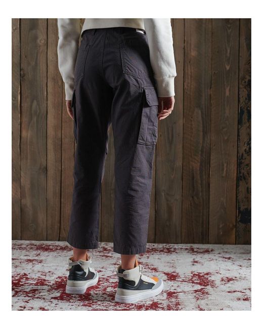 Superdry Black Ripstop Cargo Pants Cotton
