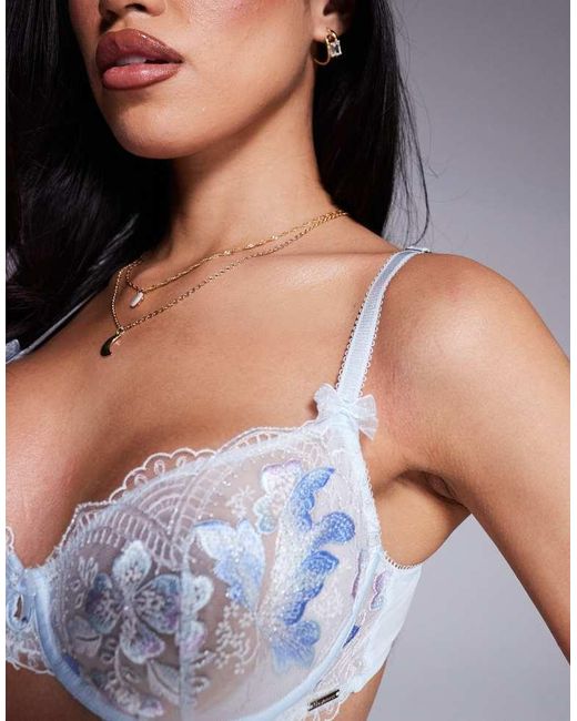 Boux Avenue Gray Gisella Embroidered Balconette Bra