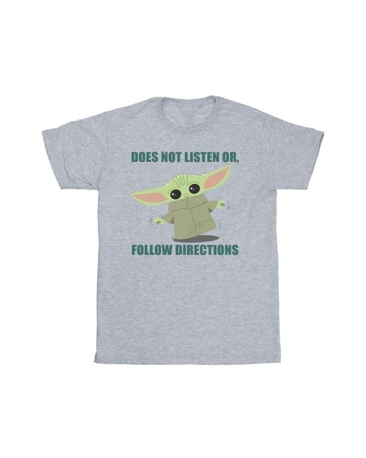Star Wars White The Mandalorian Grogu Does Not Listen T-Shirt (Sports) for men